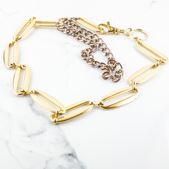 Vintage Accessories - Vintage Chunky Geometric Gold Tone Chain link Belt